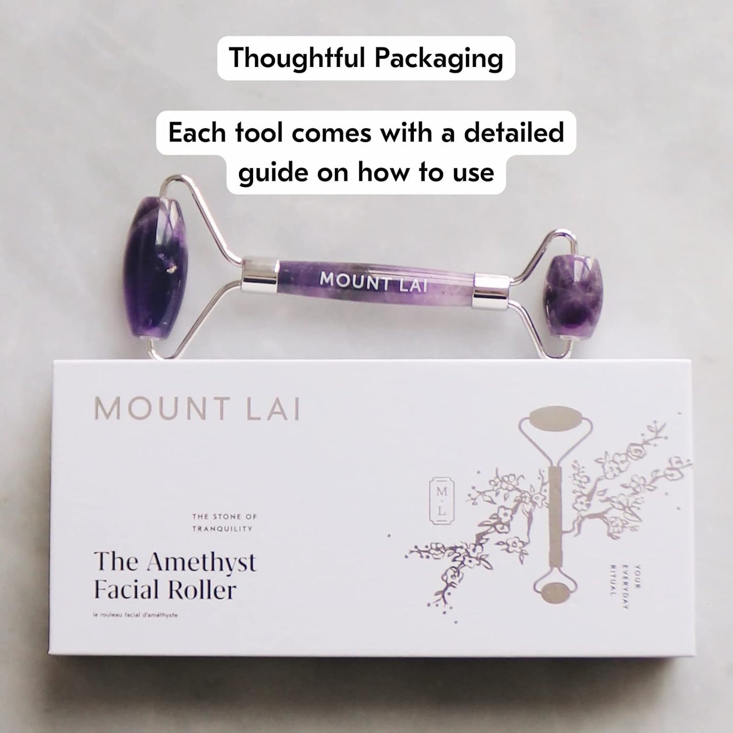 De-Puffing Amethyst Face Roller Massager, a Daily Skin Care Ritual, an Act of Self Care, Facial Roller Massager to De-Puff, Soothe and Calm Irritated and Sensitive Skin