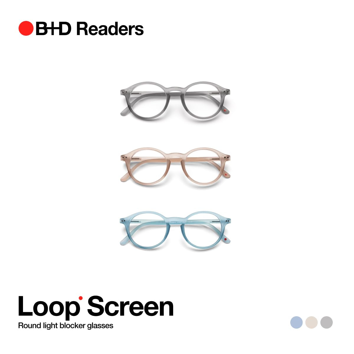 Blue Light Bloking Reader Glasses Loop Readers PC Soft Touch Blue Color - +1.50