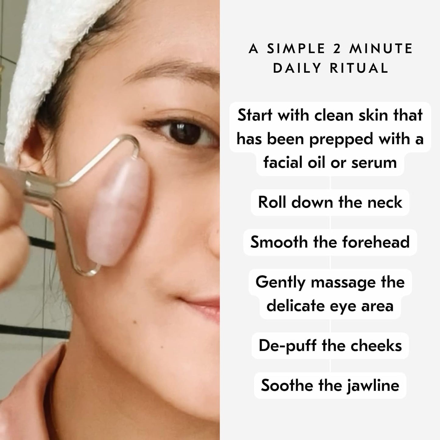 De-Puffing Amethyst Face Roller Massager, a Daily Skin Care Ritual, an Act of Self Care, Facial Roller Massager to De-Puff, Soothe and Calm Irritated and Sensitive Skin